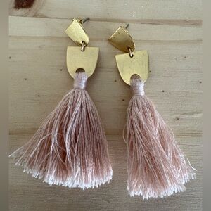 Gold and Pink Tassel Earrings